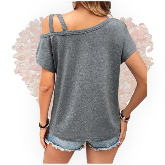 Casual Short Sleeve Cold‎ Shoulder T-Shirt, Size - M - Picture 2 of 3